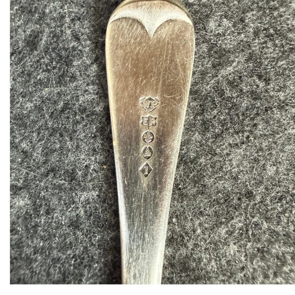 Antique‎ William Page WP EP Silver Plate Teaspoon Monogrammed Fiddle Shell Spoon